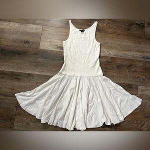 Ralph Lauren Black Label Medium White Ribbed Tank Dress Drop Waist large